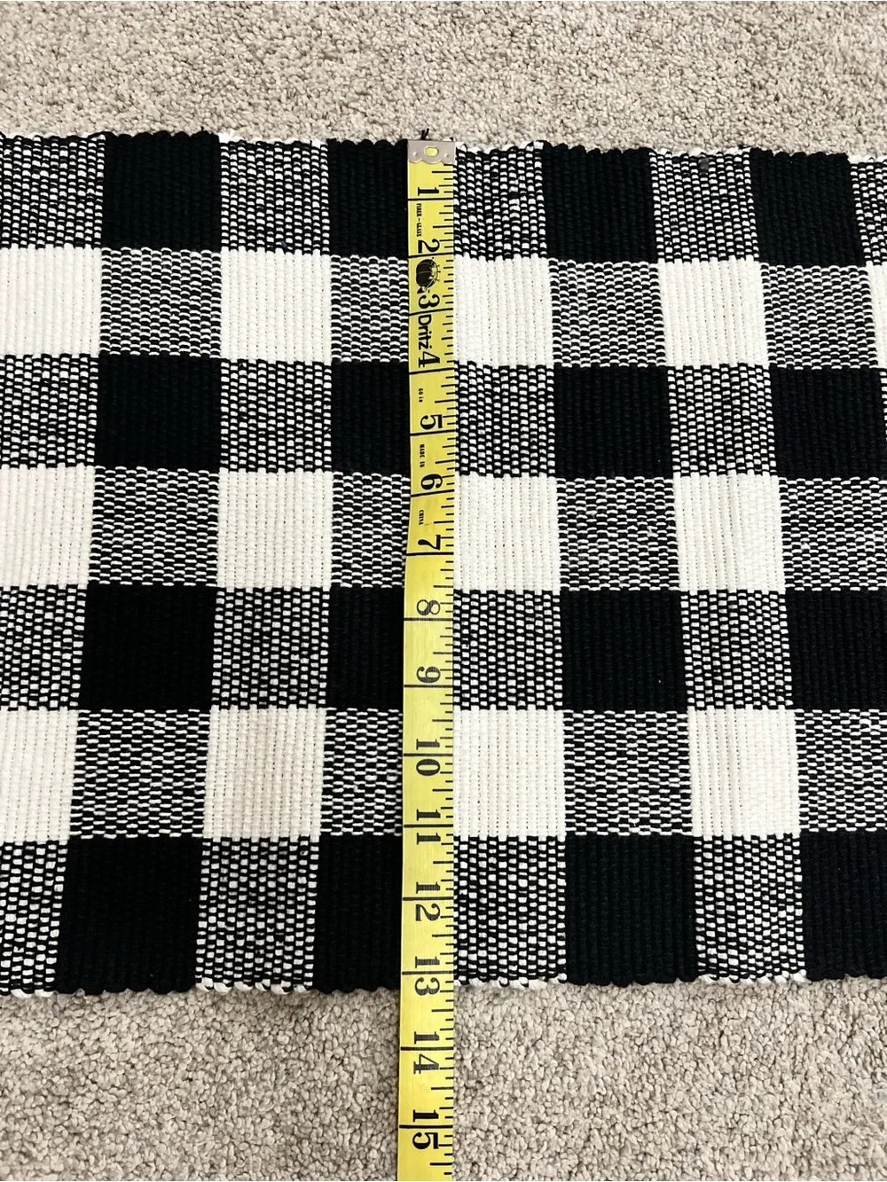 Park Designs Black & White Buffalo Check Woven Placemat with Fringe 20x13 NWT